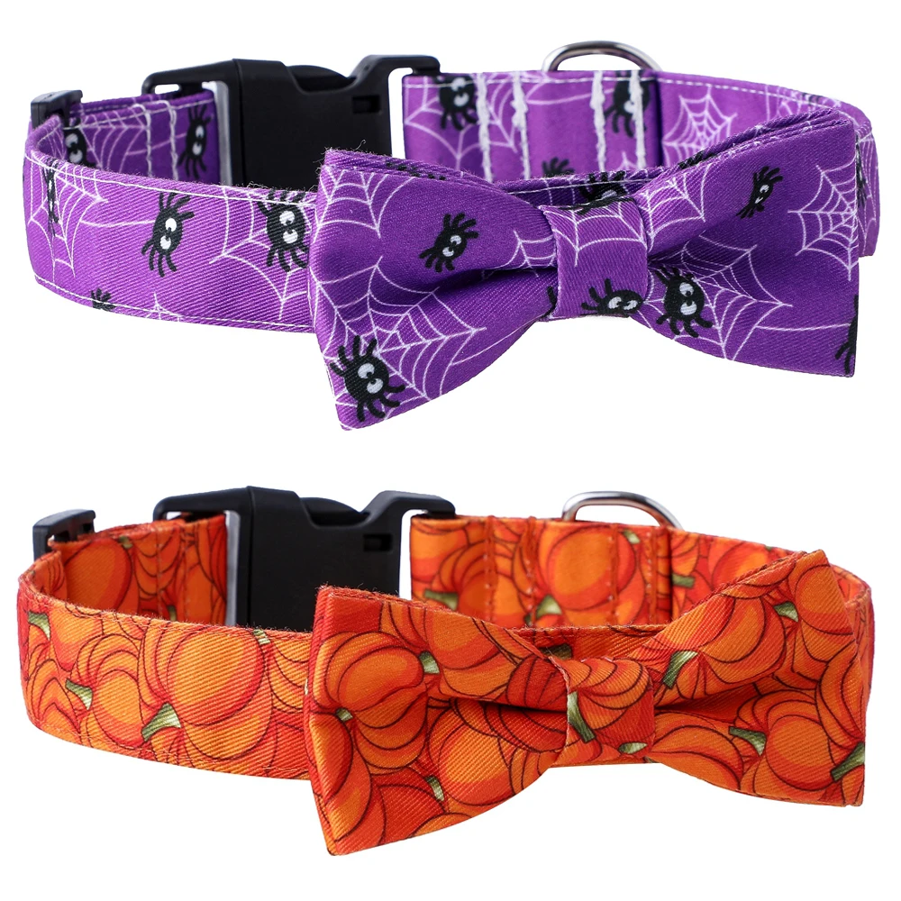 

Ошейник для собак на Хэллоуин, привидение, фестиваль, паук, тыква, шея, съемный, регулируемый для щенков, маленький, средний, большой размер, с...