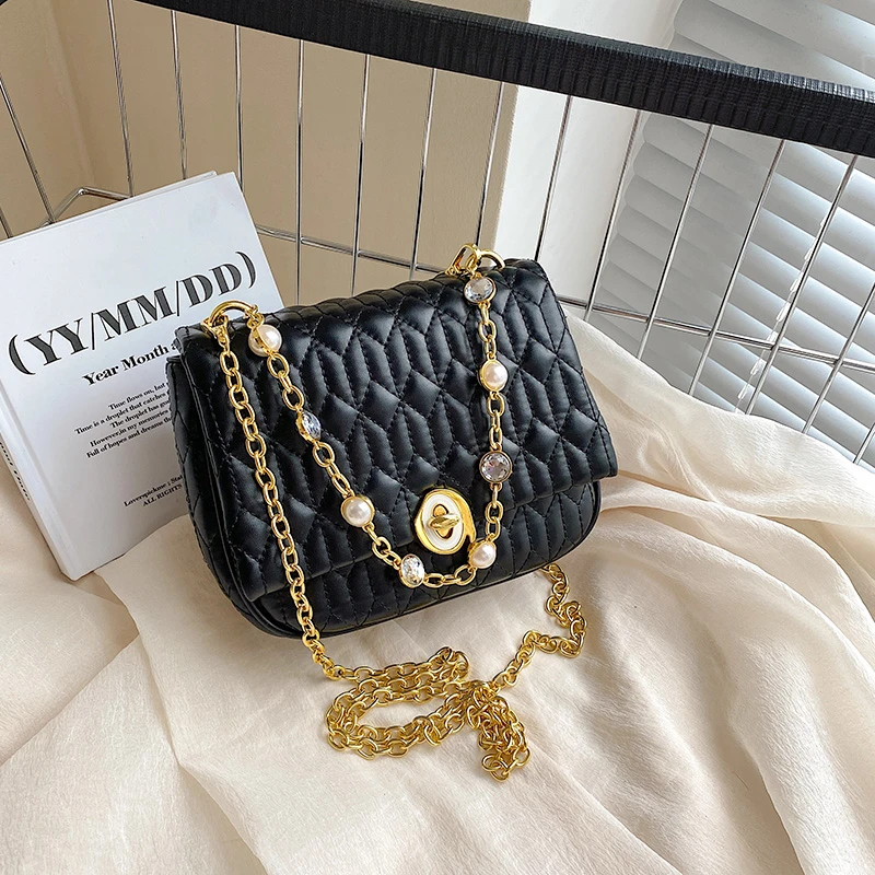 

Модная женская сумка через плечо из ПУ кожи, новинка 2022, модная сумка-мессенджер с вышивкой и плиссированной цепочкой