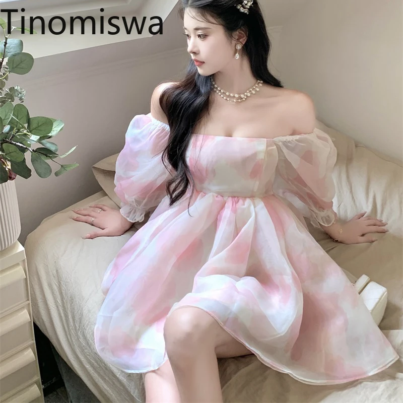 Tinomiswa платье во французском стиле с пышными рукавами женские милые универсальные