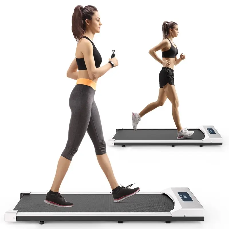 Under Desk Treadmill,2.5HP Installation-Free Slim Flat Compact Treadmill,Electric Quiet Walking Treadmill with LED Display and W