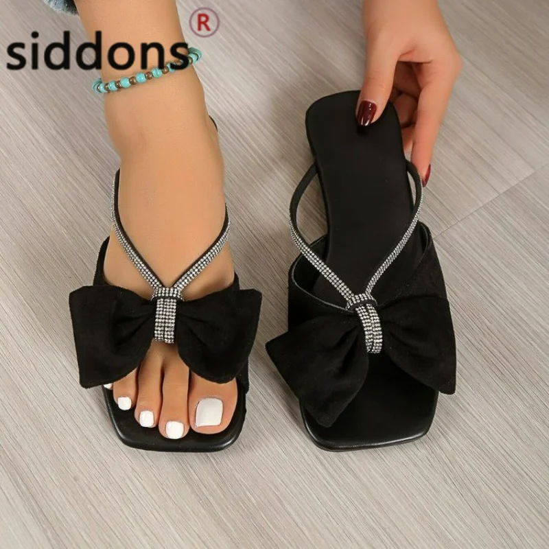 Summer new women's sandals bow non-slip home shoes light slippers 2023