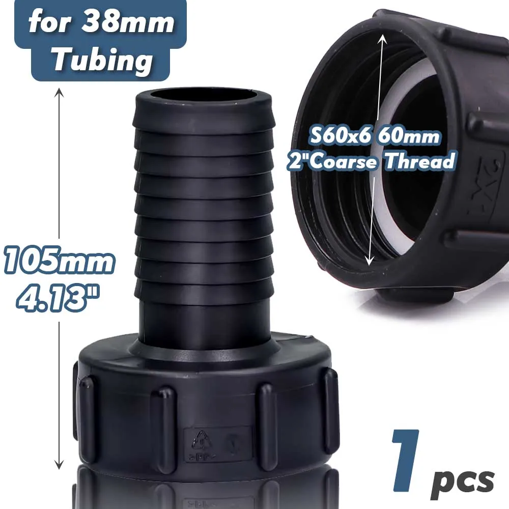 

MUCIAKIE Адаптер шланга для IBC резервуара, черный, пластик, 12/19/25/32/38/50 мм