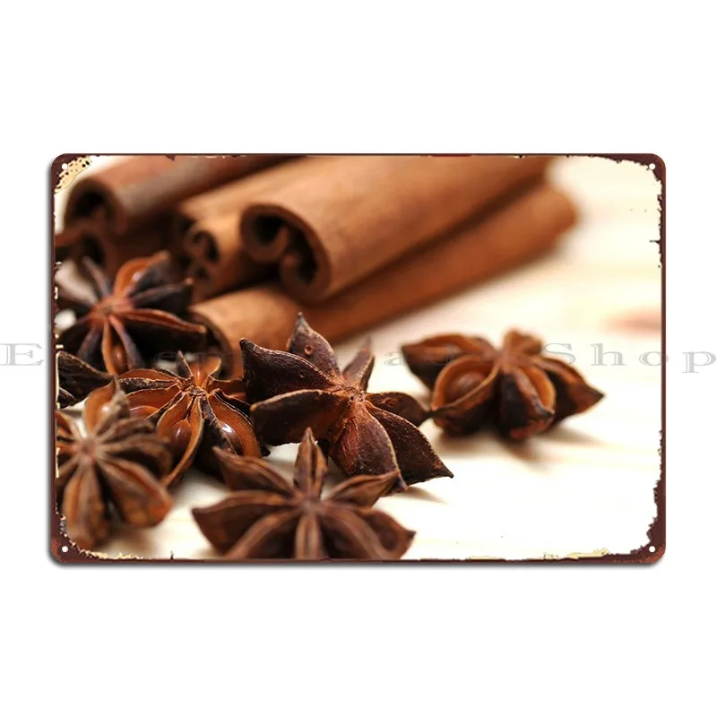 

Металлический плакат с Анисом и корицей и специями, ржавые таблички создают Забавный Железный оловянный плакат