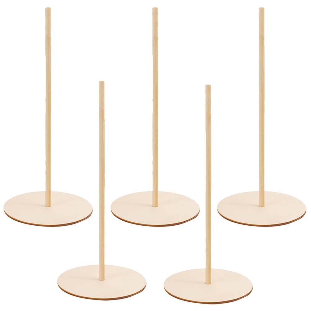 

5 pcs Wood Wood Decor Detachable Donut Display Holder Donut Holders for Birthday (Round)