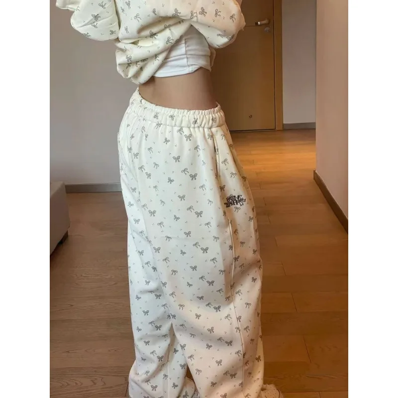 Deeptown Y2k Брюки большого размера с бантом в американском стиле Повседневные