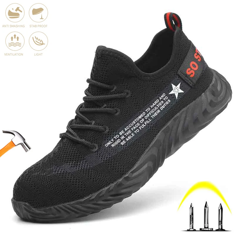 

Safety Work Boots Men's Anti-piercing Anti-smash Steel Toe Shoes Indestructible Comfortable Breathable Non-Slip Light Sneakers