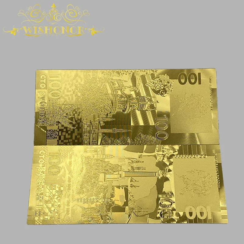 

Банкноты в России, 10 шт./партия, новый дизайн, 100 рублей, банкноты в банкнотах из 24-каратного золота для коллекции