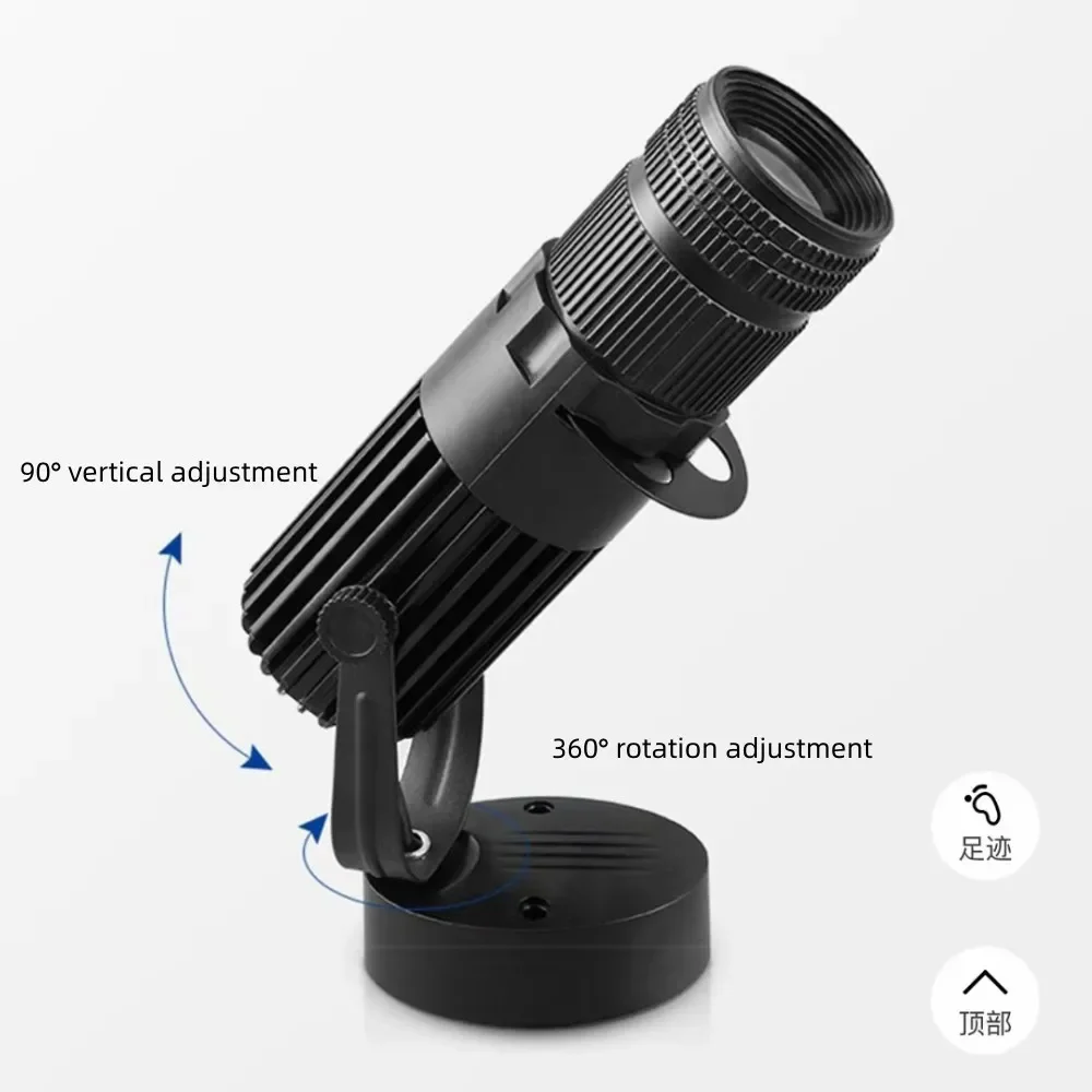 Фото Светодиодный проектор с логотипом фокусировки, театральный сценический зум, прожекторы, промышленные светильники гобо, компания, ресторан, магазин, свадебные трековые светильники №3