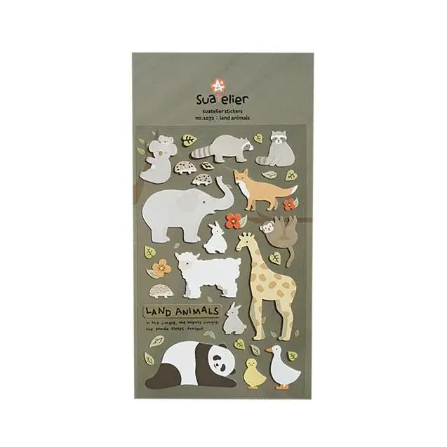 

Korean Import Suatelier Terrestrial Animals Decorative Washi Stickers Scrapbooking Stick Label Diary Stationery Album Stickers