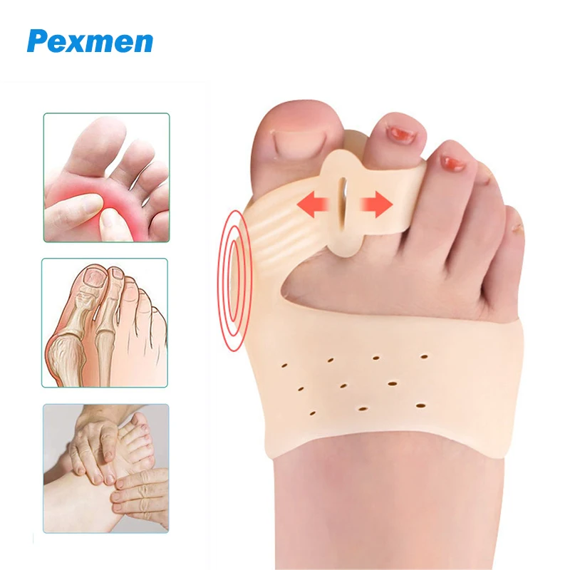 

Pexmen 2Pcs/Pair Gel Bunion Corrector Orthopedic Splint Big Toe Separator for Hallux Valgus Hammer Toe Spacer Forefoot Pads