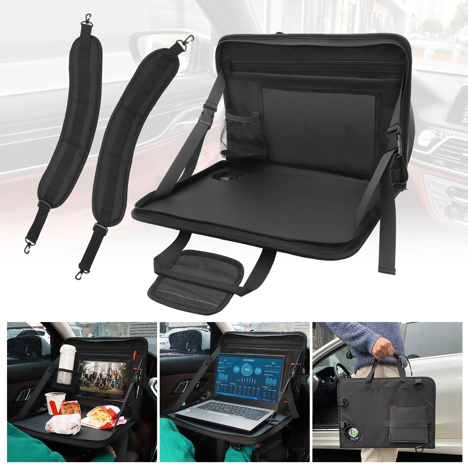 

2022 Universal Car Laptop Ipad Bag Back Seat Writing Eating Desk Steering Wheel Tray Foldable Multifunctional Waterproof Nonslip