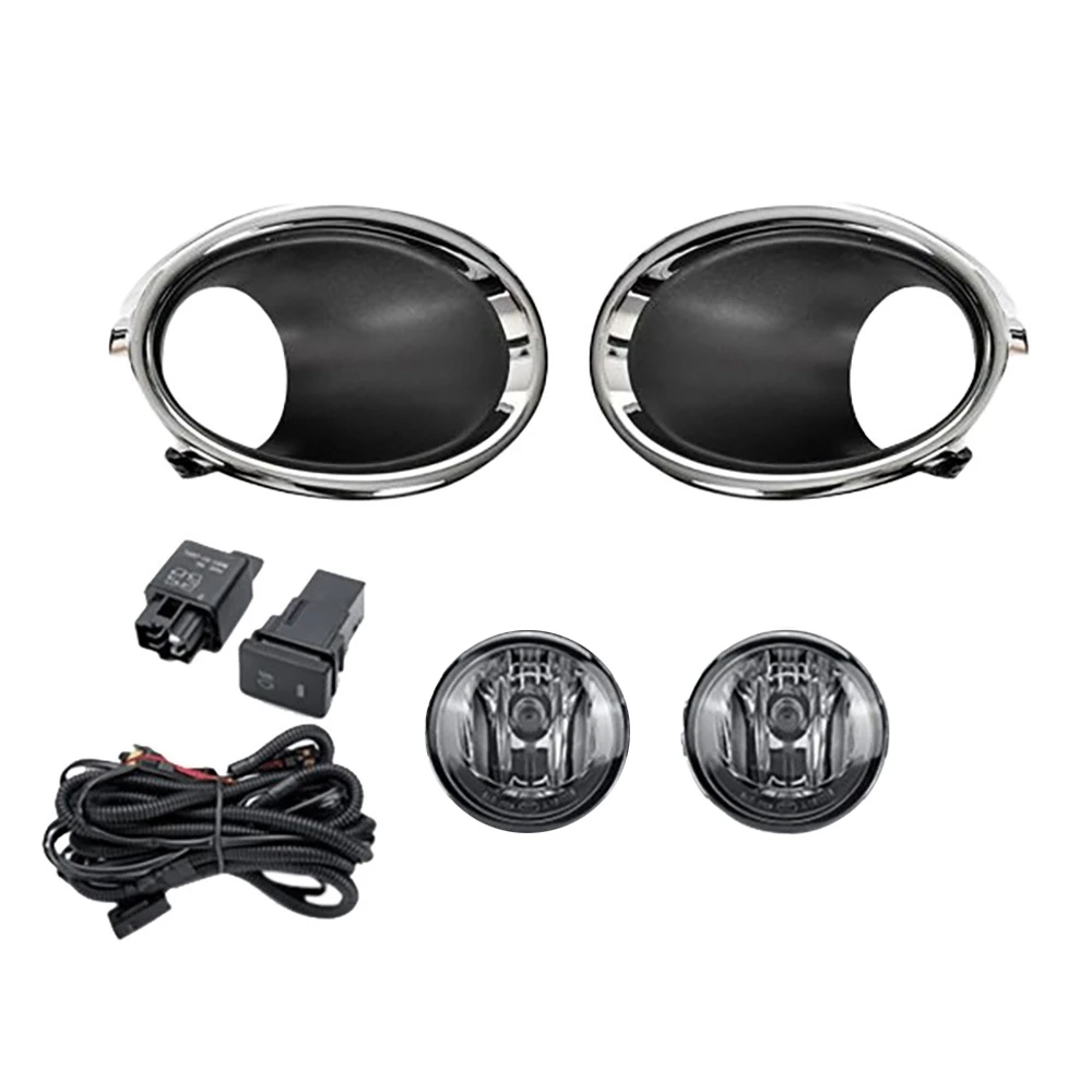 

Halogen Fog Light Headlight Chrome Fog Lamp Cover Bezel Switch Foglights Assembly for Nissan QASHQAI J11 ROGUE 15-17