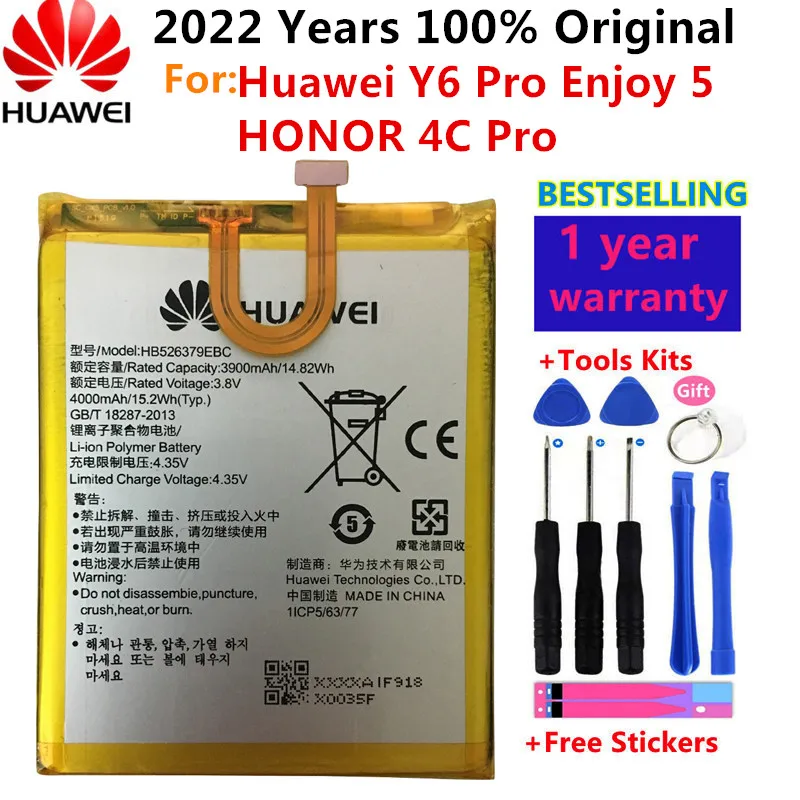 

Оригинальный аккумулятор HB526379EBC для телефона Huawei Y6 Pro Enjoy 5 HONOR 4c pro TIT-L01 TIT-TL00 -CL00 TIT-CL10 4000 мАч батарея + Инструменты