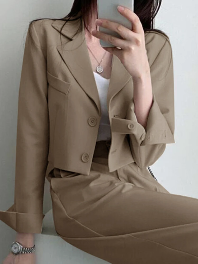 Two Piece Sets Womens Outifits New Blazer Suits Casual Women's Clothing Chic Elegant Pant Suit Trousers Short Coats Autumn 2023