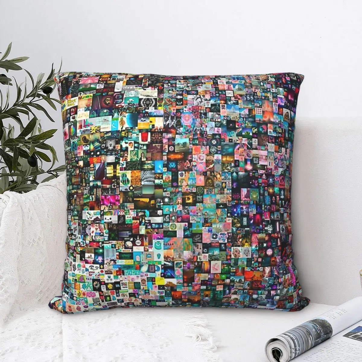 

Beeple Crypto Art Throw Pillow Case NFT Backpack Coussin Covers DIY Printed Kawaii Chair Decor