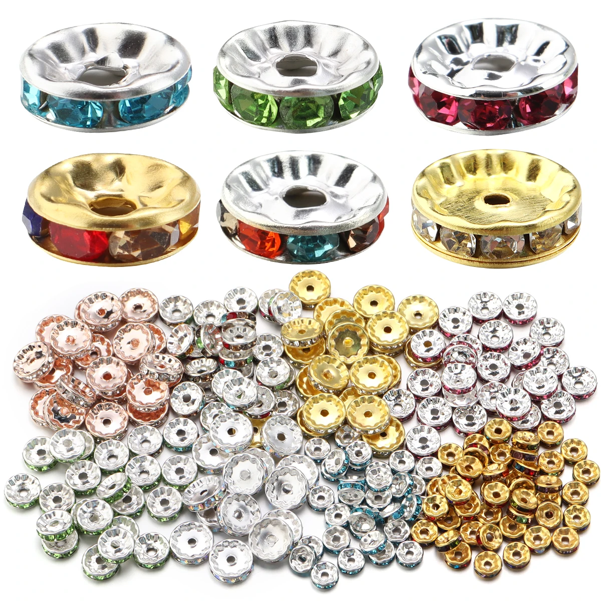 Бусины-разделители золотого цвета 4/6/8/10/12 мм