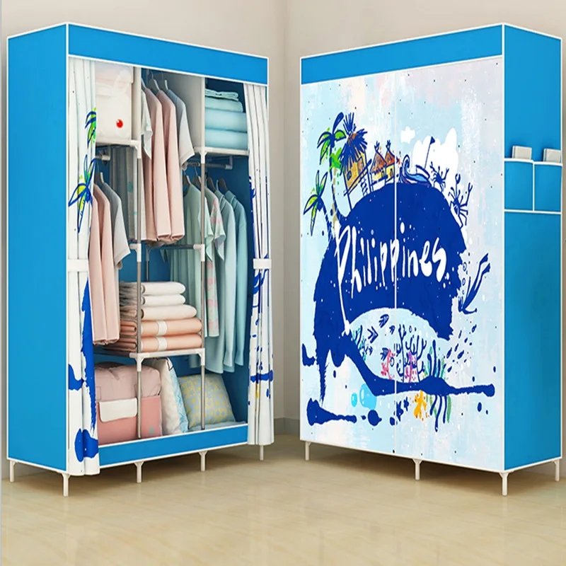 Тканевый гардероб с железной арматурой для хранения вещей по системе "сделай сам" с защитой от пыли, простая складная стойка мебели органайзер на полу