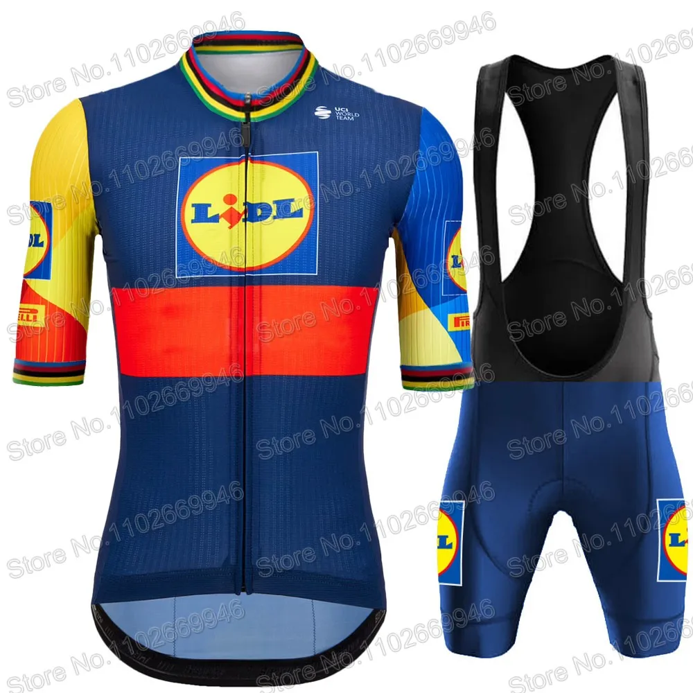 

France Tour Lidl Cycling Jersey Team TDF 2023 Set Men Short Sleeve Clothing Road Bike Shirts Suit Bicycle Bib Shorts MTB Ropa