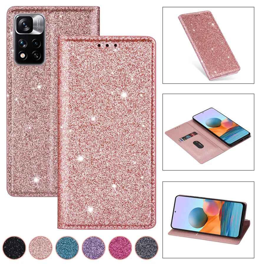 

Wallet Glitter Leather Case For Xiaomi Redmi Note 11 Pro 11S 10 Pro 9 Pro 8 Pro 10C 9A 9C 9T Poco X5 Pro M5 M4 Pro 12T Pro 11T