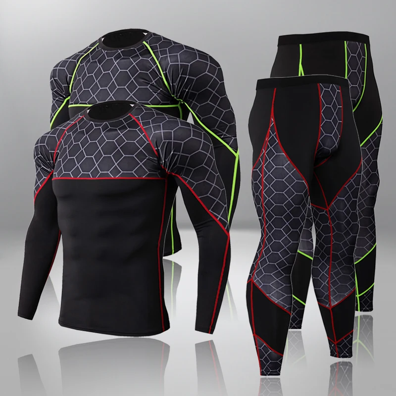 

Men's Compression Sportswear Suits Ski Thermal Sports Underwear Gym Tights Training Clothes Workout Jogging Sports Set Running