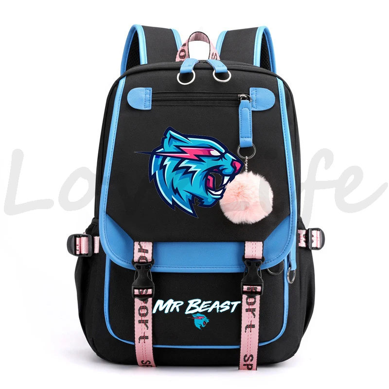

Рюкзак Mr Wolf Beast с молнией и котом, школьный ранец с защитой от кражи для мальчиков и девочек, вместительная холщовая дорожная сумка, подарки