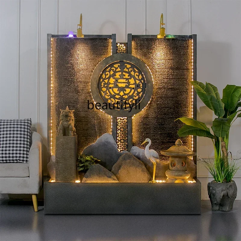 SSRockery water curtain wall screen landscape decoration living room company entrance club simulation tree green plantsNew Good