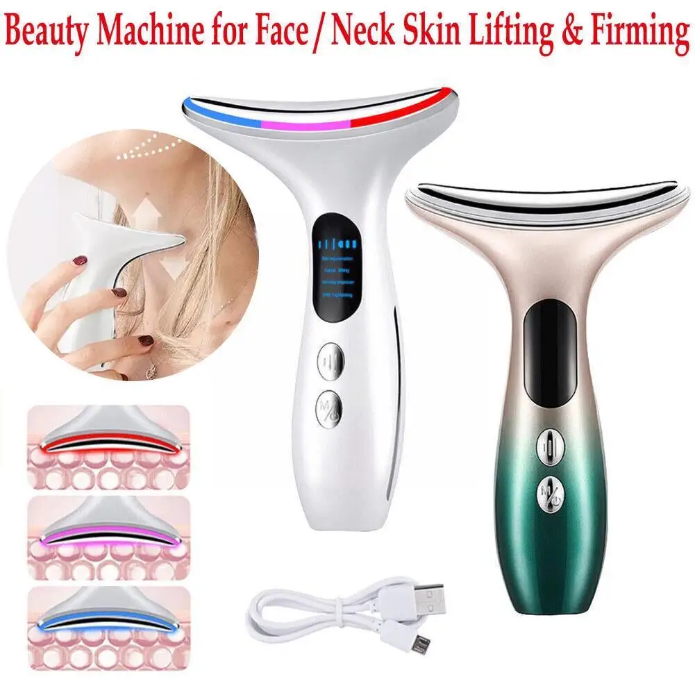 

Neck Wrinkle Remover Face Massagers Anti Wrinkle Lifting Skin Double Led Therapy Photon Device Chin Tighten Beauty Reduce U9F2