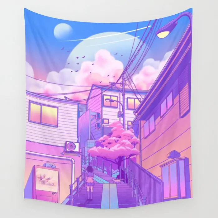 

City Pop Tokyo Wall Tapestry Background Wall Covering Home Decoration Blanket Bedroom Wall Hanging Tapestries