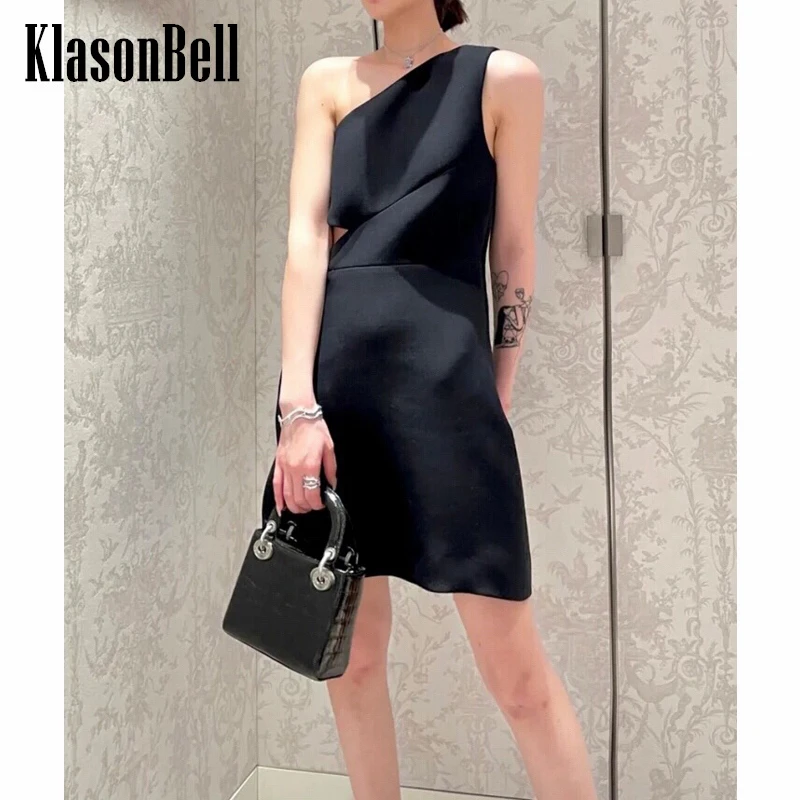 

5.28 KlasonBell One-Shoulder Hollow Out Slim Sexy Temperament Mini Dress Women