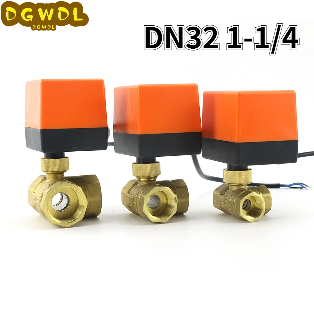 DN32 1-1/4 &quotBSP Резьба AC 220 В 12 24 Три 3-ходовых L-типа Латунный моторизованный
