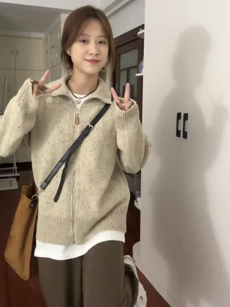 Французский sle Ретро Разное Короткий вязаный кардиган Женский осенне-зимний