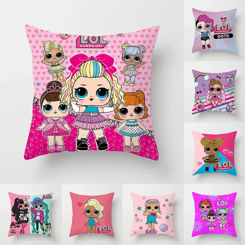 

Lol Surprise Doll Pillowcase Sofa Living Room Bedroom Decoration Family Digital Printing Peach Skin Pillowcase Christmas Gifts
