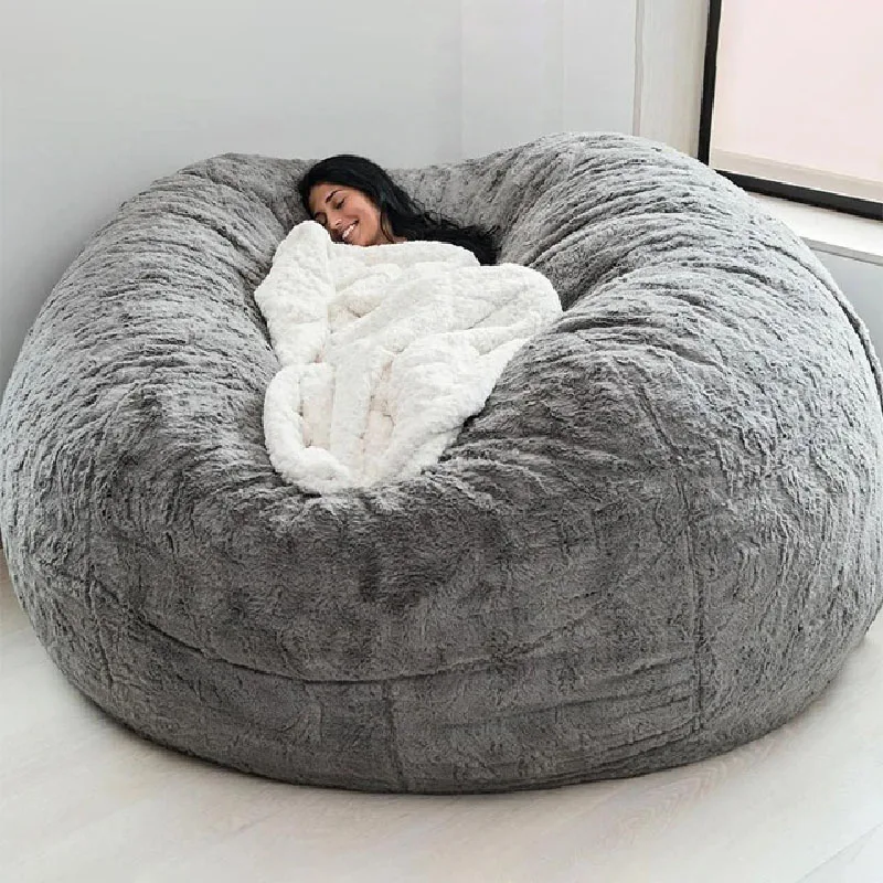 

Free Shipping New Soft Comfortable Fluffy Faux Fur Bean Bag Cover Brand Design Hot Sale Sofa Recliner Cushion Cover Dropshipping