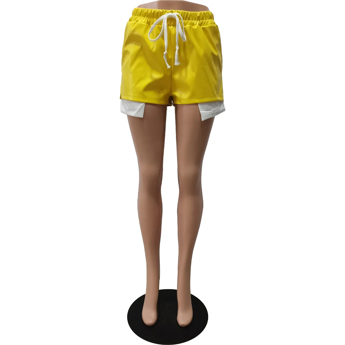 Fashion PU Leather Irregular Women Shorts Summer Hotsweet Stretchy Drawstring Female Short Pants Night Club Streetwear Bottoms