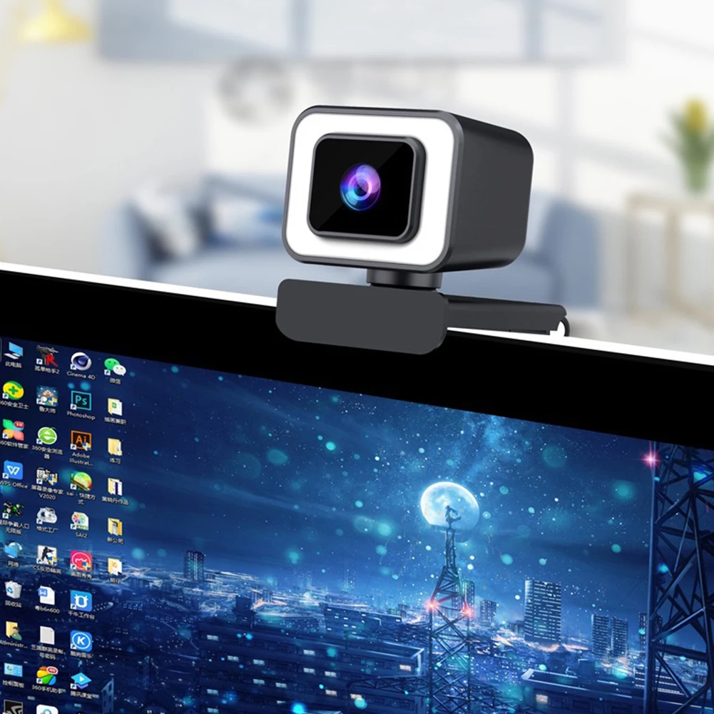 Веб-камера с микрофоном и светодиодной подсветильник кой 1080p |