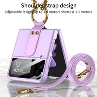 new ring holder case for samsung galaxy z flip 3 5g cover protective film ultra thin case with bracket holder for samsung flip3