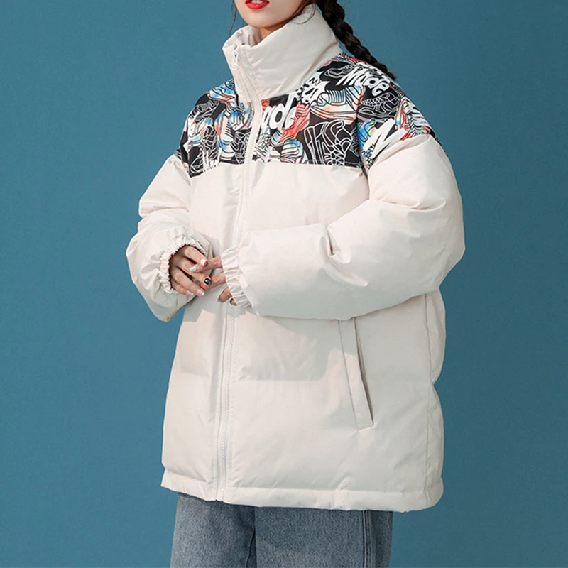 2022 Women's Winter Jacket Casual Loose Parkas Female Patchwork Winter Coats Teen Girls