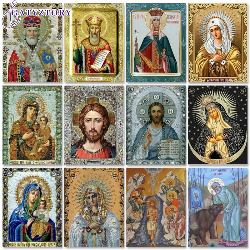 

GATYZTORY 60x75cm Painting by numbers Figure Acrylic paints Picture Paint Religion DIY Pictures by numbers Unique gift Home deco