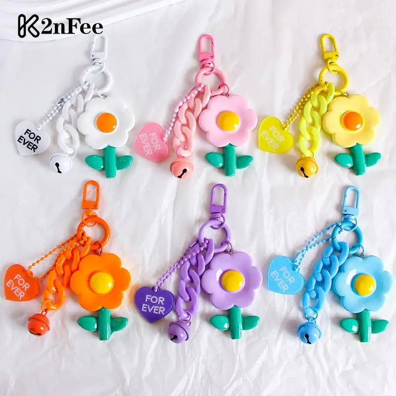 

Cute Keychains Sweet Flower Pendant Car Keychain For Bag Women Girls Heart Pendant Keyring Keys Chain Jewelry Gift
