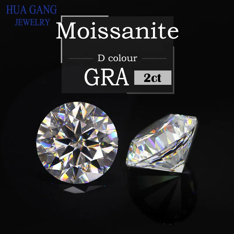 

Свободный Муассанит, 2 карата, D цвет, 8 мм, Круглые бриллианты с блестящей огранкой, бриллиант для лаборатории VVS1 отличного качества