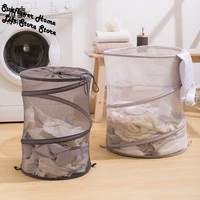 transparent mesh folding laundry basket home portable storage basket pop up dirty clothes basket folding dirty clothes basket