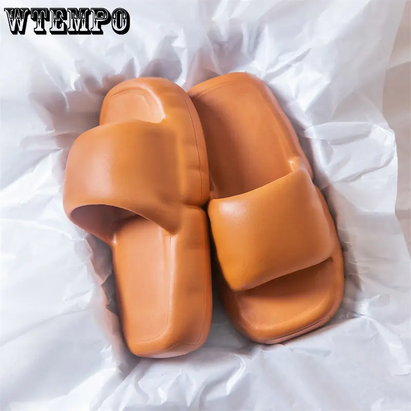 WTEMPO Unisex Open Toe Slippers Non-slip EVA Bathroom Slides for Women Girl Sandals Soft Ladies Slides Wholesale Dropshipping