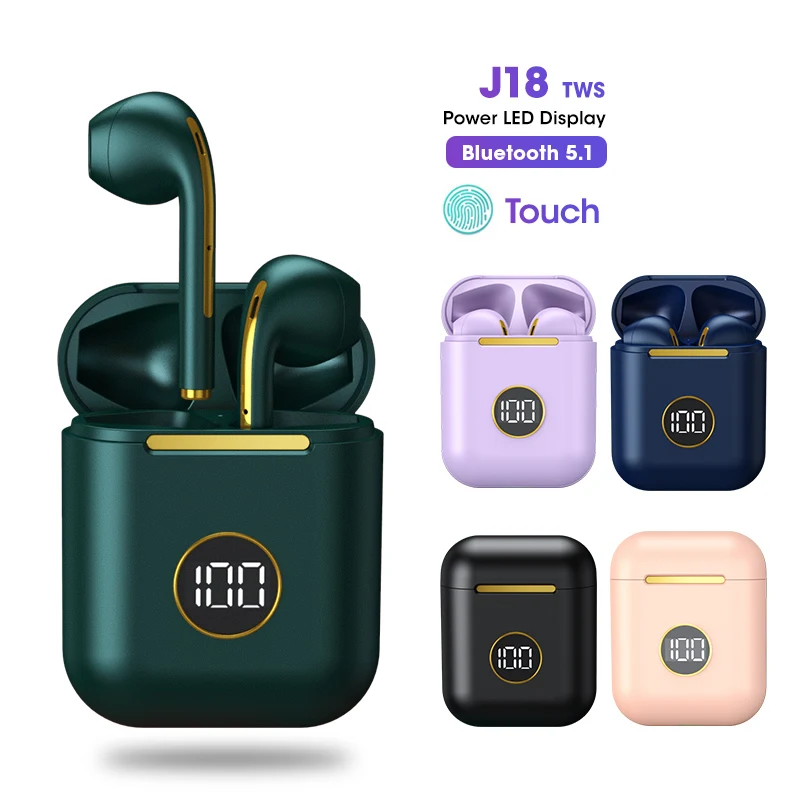 New J18 TWS Wireless Bluetooth Headphones Gaming Headset Sport Earbuds For Android iOS Smartphones Touch Control Earphones