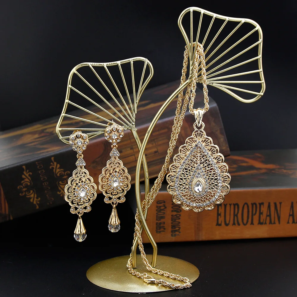 18K золотой арабский Свадебный комплект ювелирных изделий для невесты Алжир