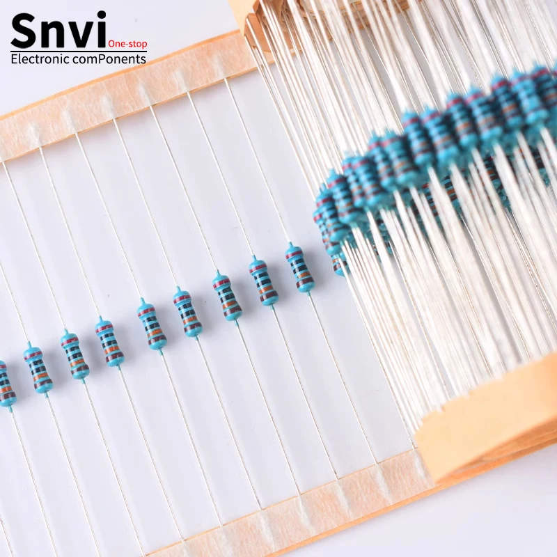 Snvi 100pcs 1/4W 1R~22M 1% Metal film resistor 100R 220R 1K 1.5K 2.2K 4.7K 10K 22K 47K 100K 100 220 1K5 2K2 4K7 ohm resistance