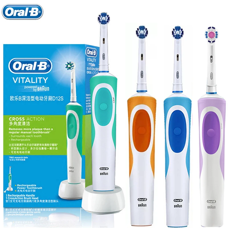 2PCS Oral B 2D Rechargeable Electric Toothbrush Waterproof Tooth Brush With Replacement Brush Heads Gift For Adults Oral Care
