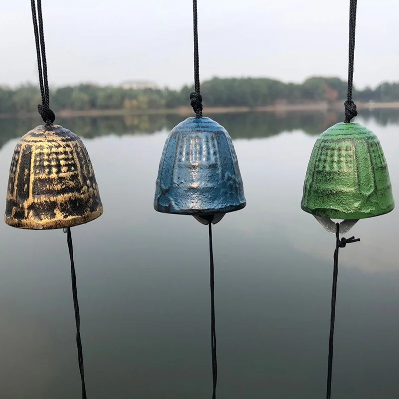 

Temple Bell Pendant Japanese Lucky Feng Shui Small Wind Chime Sound Clapper Home Garden Outdoor Decor Gift Cast Iron Outdoor