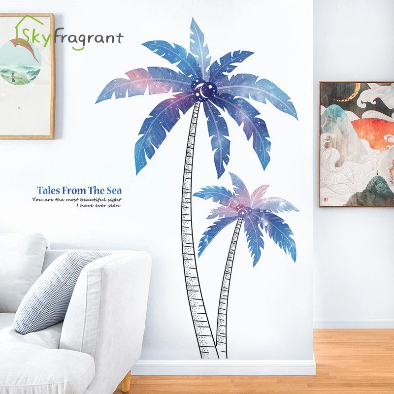 

Creative Starry Sky Coconut Tree Home Decoration Living Room Decor Background Wall Sticker Door Entrance Self-adhesive Stickers