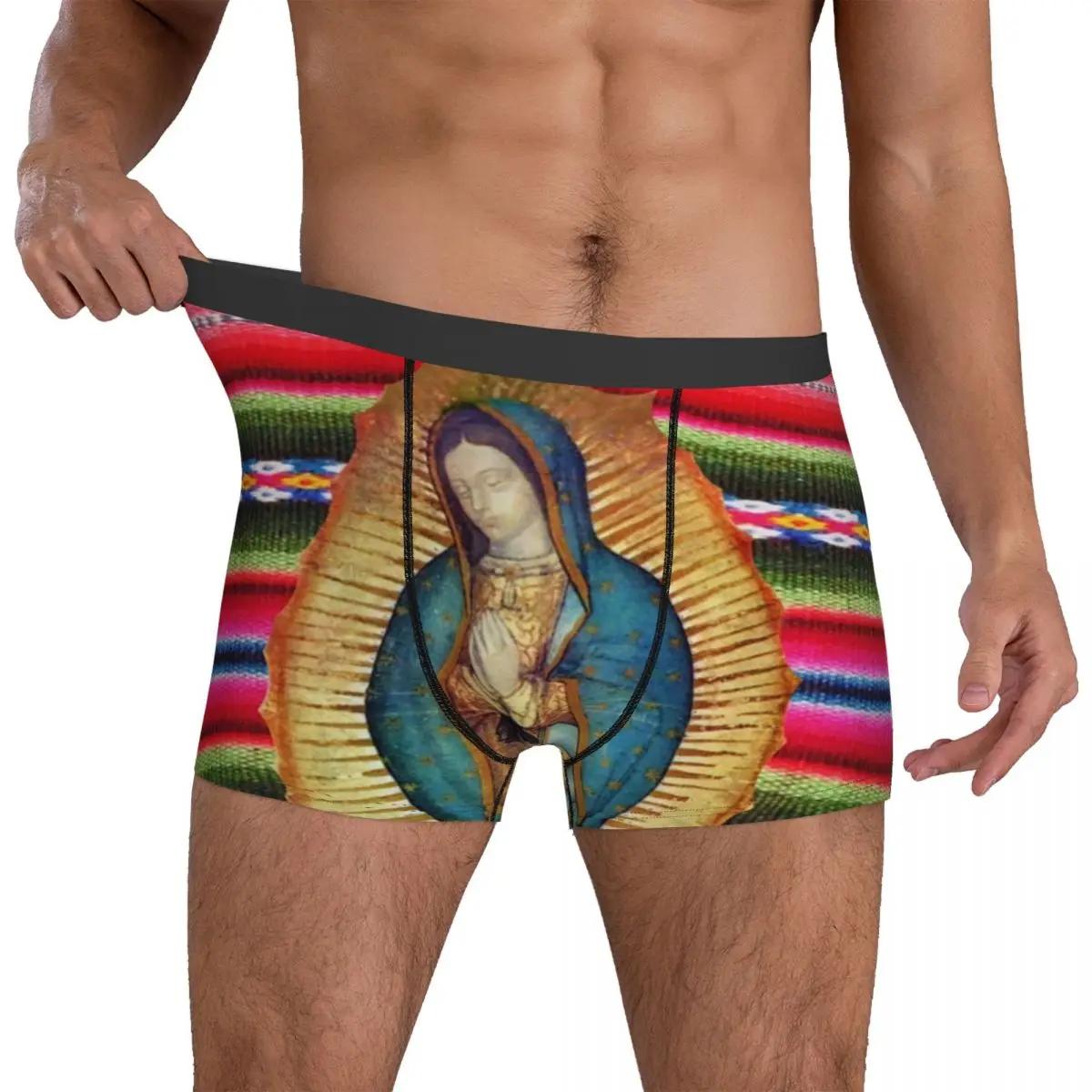 

Virgin Mary Print Underwear Our Lady of Guadalupe Elastic Underpants Printed Shorts Briefs 3D Pouch Men Plus Size Boxer Shorts