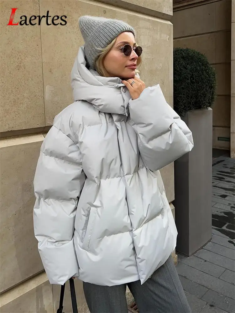 

Толстая стеганая куртка Laertes с капюшоном, женские зимние свободные парки, пальто, верхняя одежда, винтажные теплые свободные хлопковые пуховики